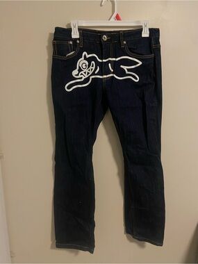 Icecream Men's Navy Straight Jeans with White Graphic